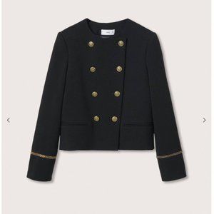 NWT NEW Black Blazer Double Breasted Jacket Gold Buttons SMALL Mango